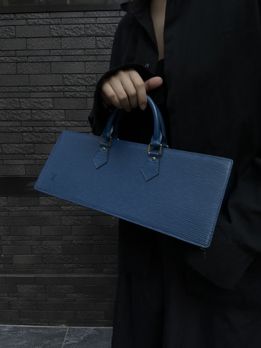 Louis Vuitton Toledo Epi Sac Blue Dark Triangle Handbag Rare